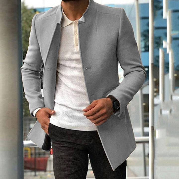 Klassisk Herrkappa med Hög Ståkrage och Knappstängning för Elegant Look 1