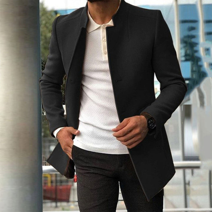 Klassisk Herrkappa med Hög Ståkrage och Knappstängning för Elegant Look 3