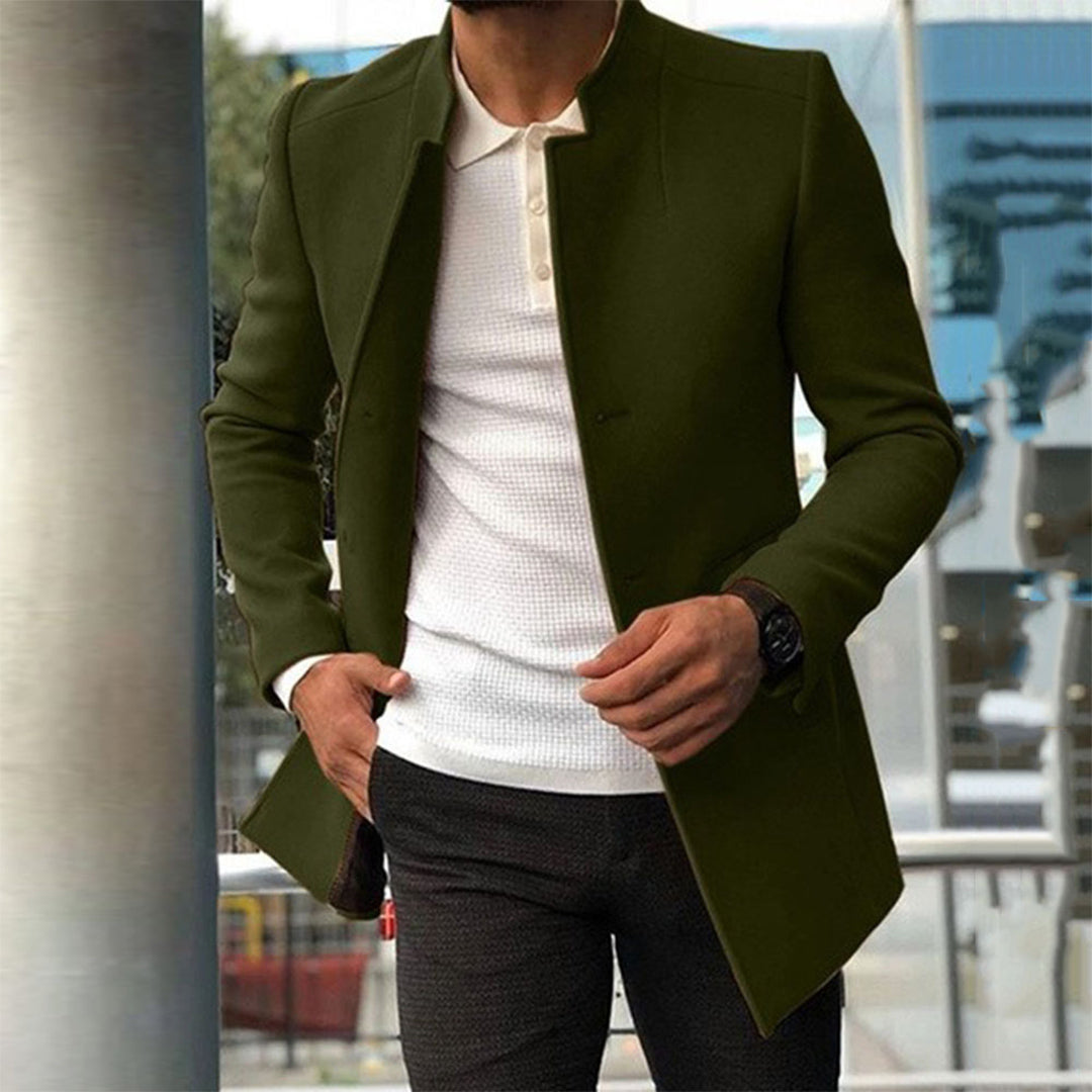 Klassisk Herrkappa med Hög Ståkrage och Knappstängning för Elegant Look 4