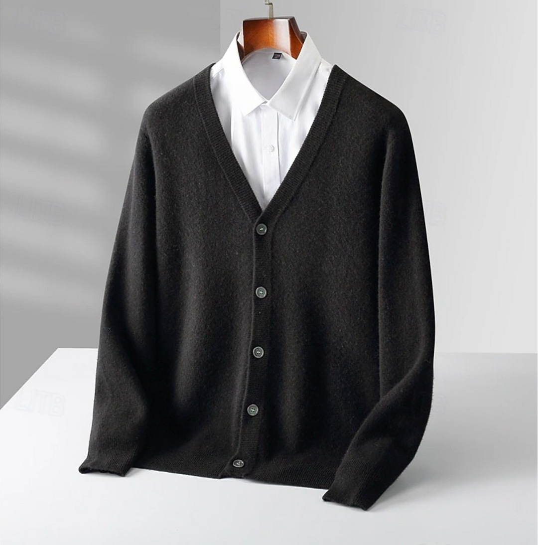 Klassisk Herrkofta | V-Ringad Cardigan med Knäppning | Bekväm Passform för Tidlös Stil 1