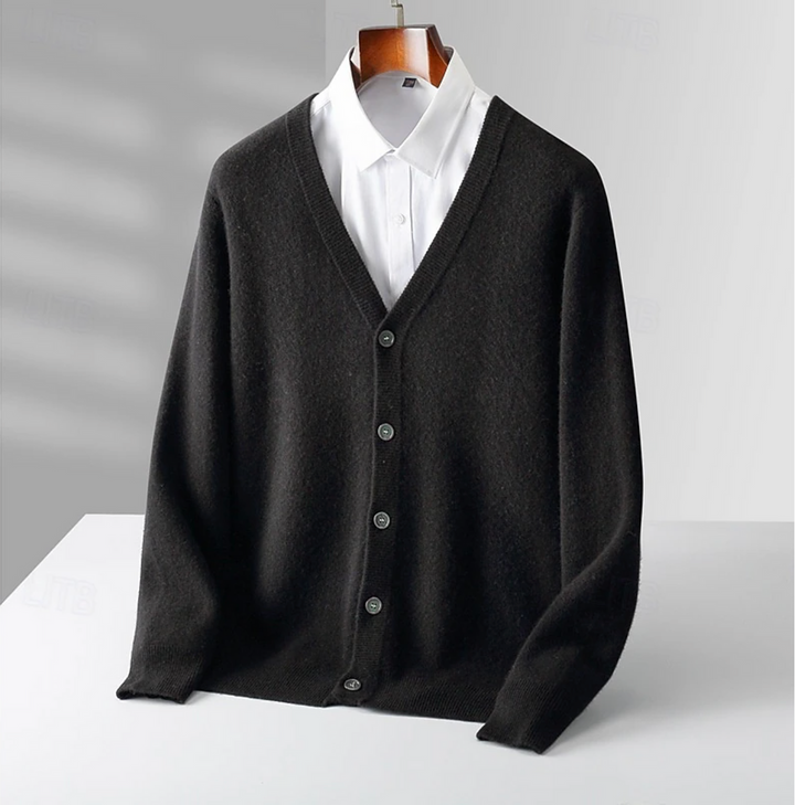 Klassisk Herrkofta | V-Ringad Cardigan med Knäppning | Bekväm Passform för Tidlös Stil 1
