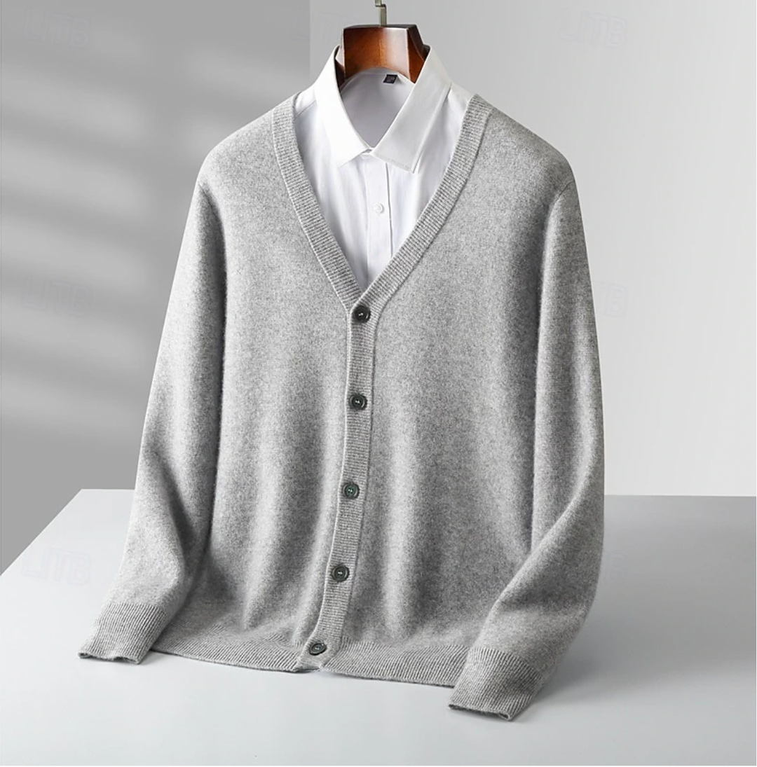 Klassisk Herrkofta | V-Ringad Cardigan med Knäppning | Bekväm Passform för Tidlös Stil 2