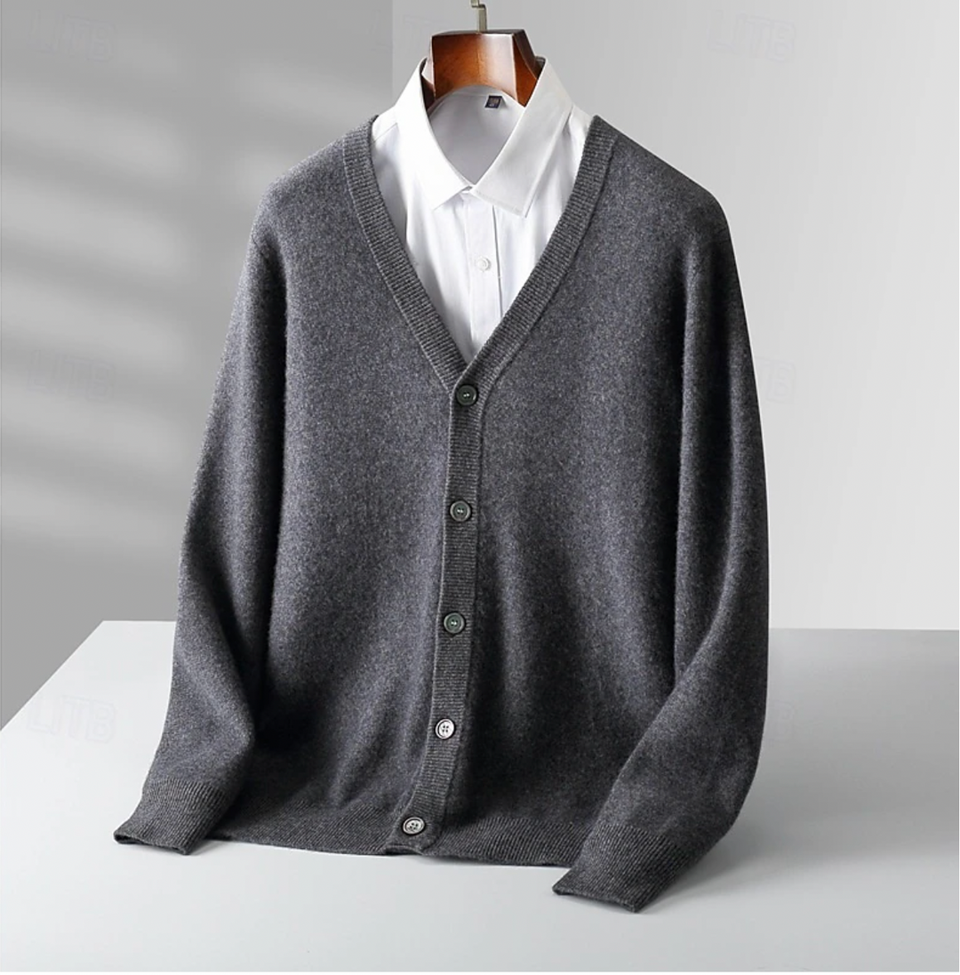 Klassisk Herrkofta | V-Ringad Cardigan med Knäppning | Bekväm Passform för Tidlös Stil 3
