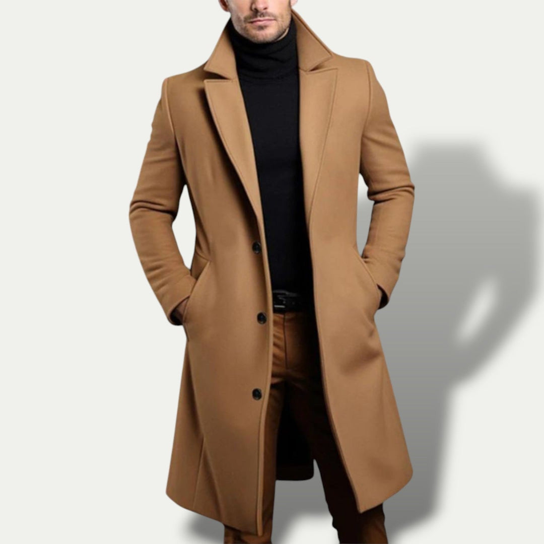 Klassisk Lång Kappa för Män med Strukturerade Axlar | Elegant Ytterplagg för Alla Tillfällen 2