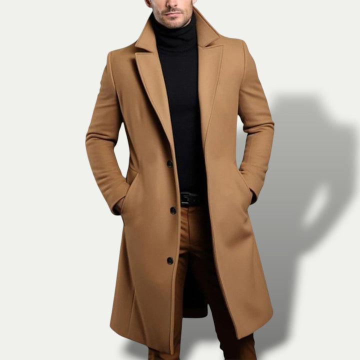 Klassisk Lång Kappa för Män med Strukturerade Axlar | Elegant Ytterplagg för Alla Tillfällen 2