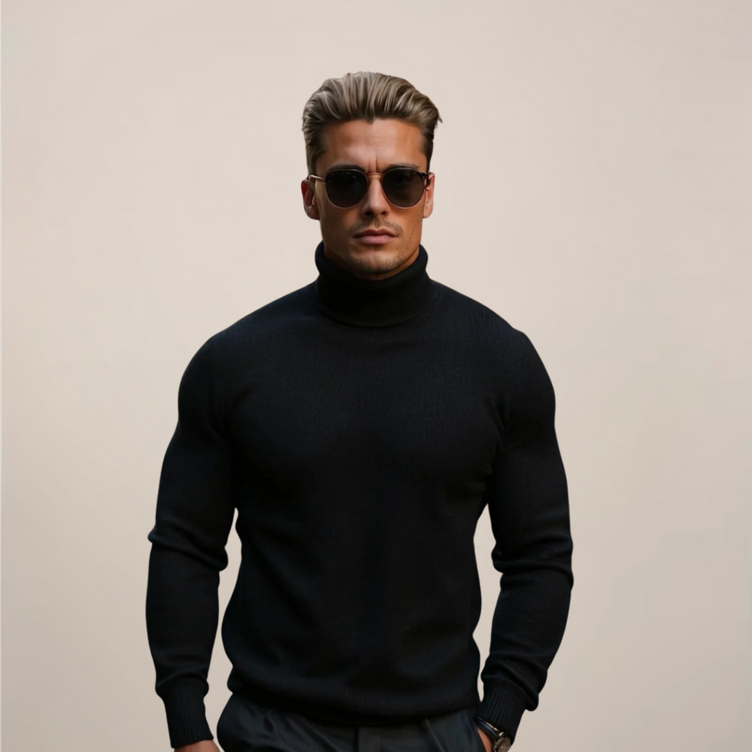Klassisk Polotröja Svart | Slimmad Passform med Hög Krage | Tidlös Stil för Elegant Utseende 1