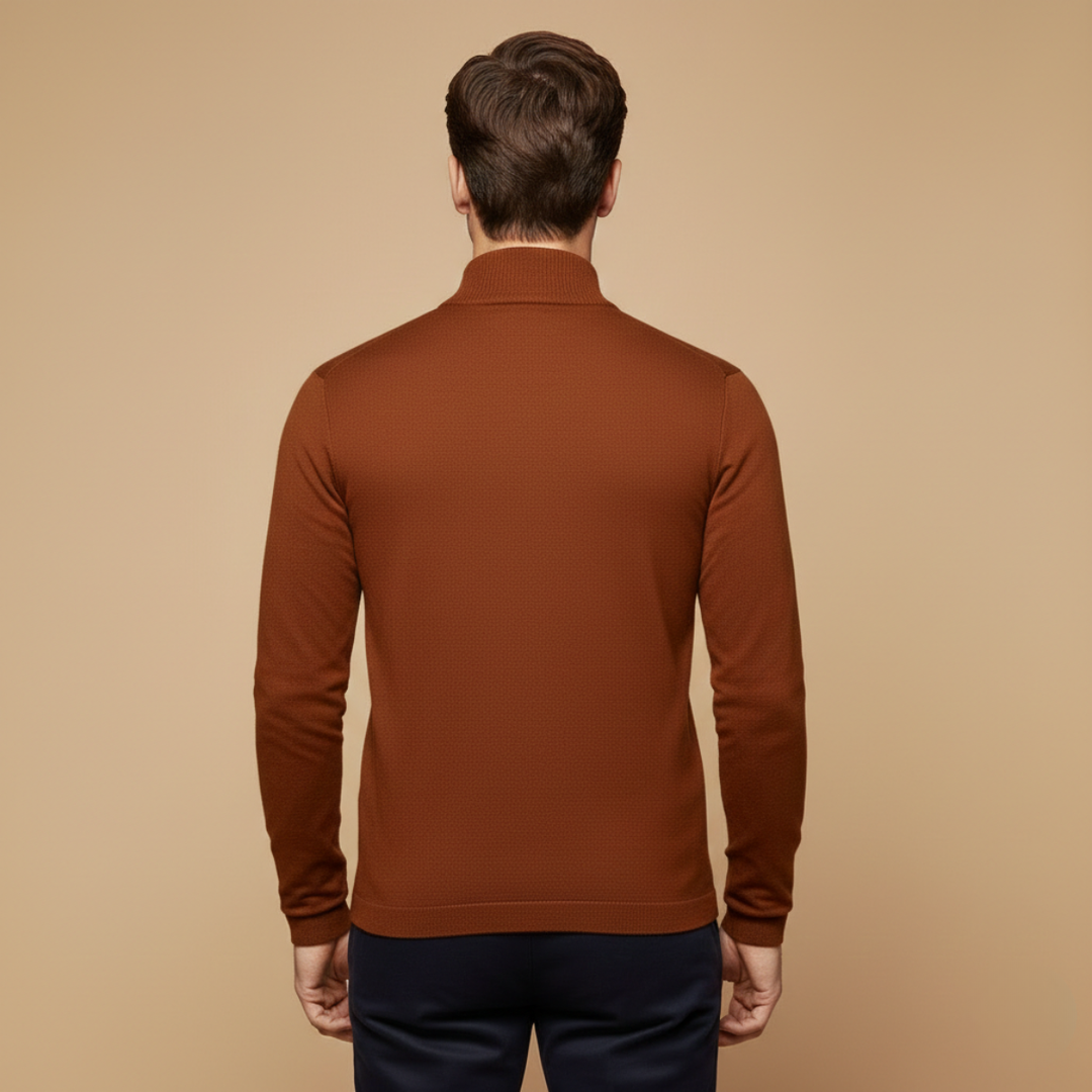 Klassisk Slim Fit | Kvart Zip-tröja för Män med Stativkrage | Elegant Design för Komfort 1