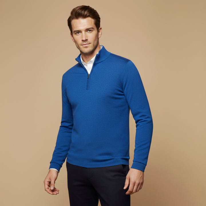 Klassisk Slim Fit | Kvart Zip-tröja för Män med Stativkrage | Elegant Design för Komfort 3