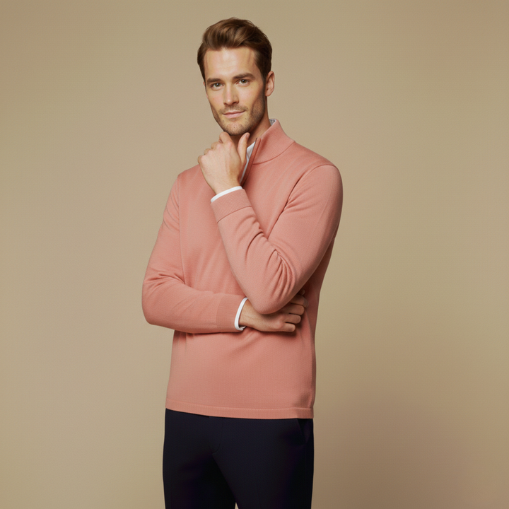 Klassisk Slim Fit | Kvart Zip-tröja för Män med Stativkrage | Elegant Design för Komfort 5