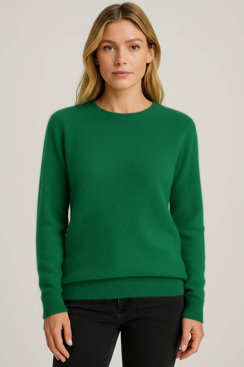 Klassisk Stickad Tröja Dam med Rund Hals och Långa Ärmar | Mångsidig Bas för Eleganta Outfits 3
