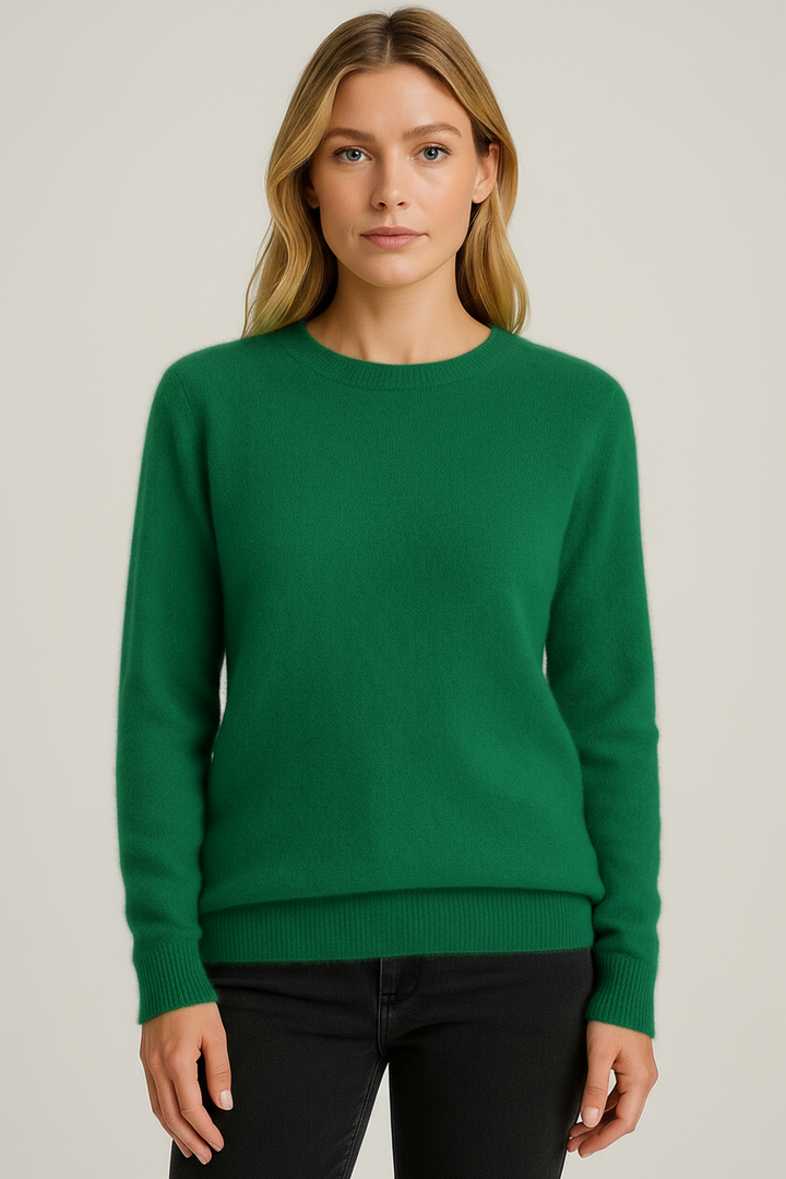 Klassisk Stickad Tröja Dam med Rund Hals och Långa Ärmar | Mångsidig Bas för Eleganta Outfits 3