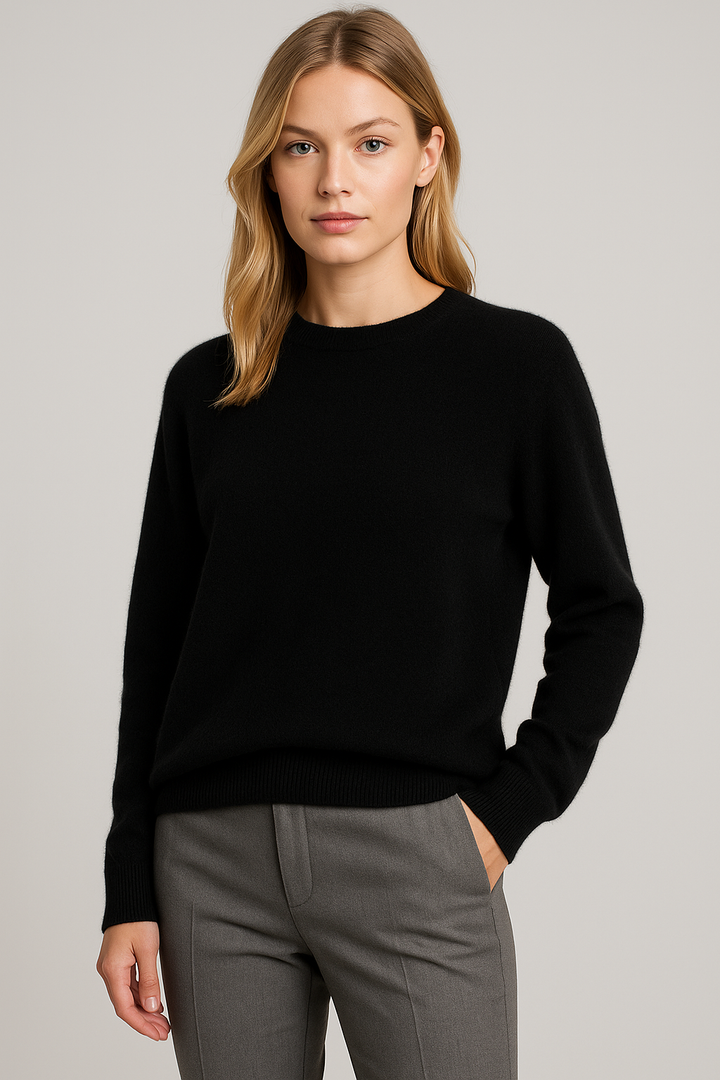 Klassisk Stickad Tröja Dam med Rund Hals och Långa Ärmar | Mångsidig Bas för Eleganta Outfits 5