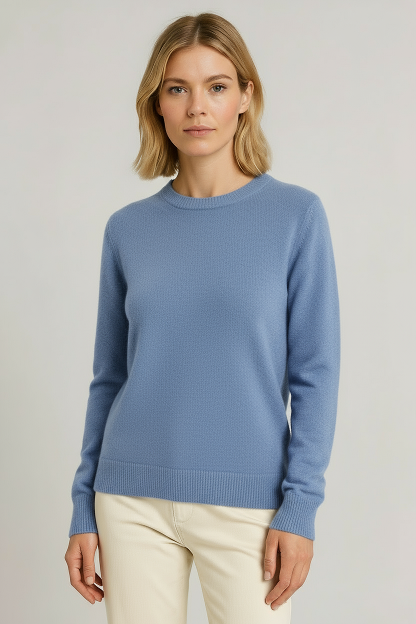 Klassisk Stickad Tröja Dam med Rund Hals och Långa Ärmar | Mångsidig Bas för Eleganta Outfits 6