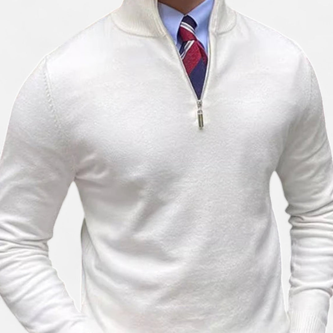 Klassisk Stickad Tröja för Män med Halv Dragkedja | Tidlös Design för Smart Casual Stil 1