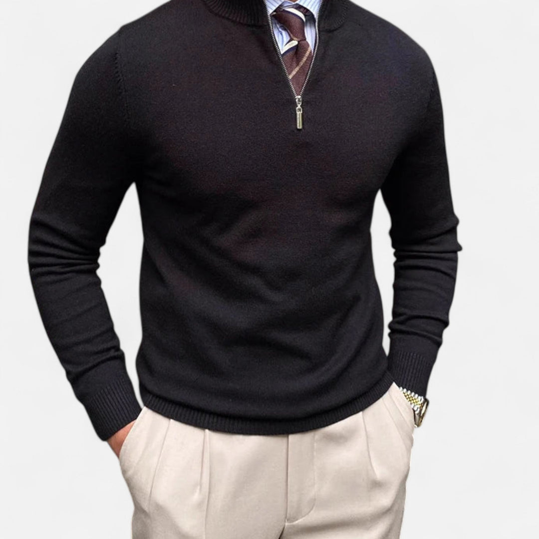 Klassisk Stickad Tröja för Män med Halv Dragkedja | Tidlös Design för Smart Casual Stil 2