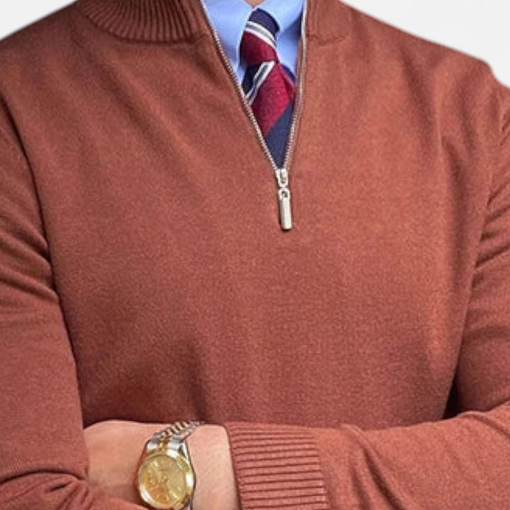 Klassisk Stickad Tröja för Män med Halv Dragkedja | Tidlös Design för Smart Casual Stil 3