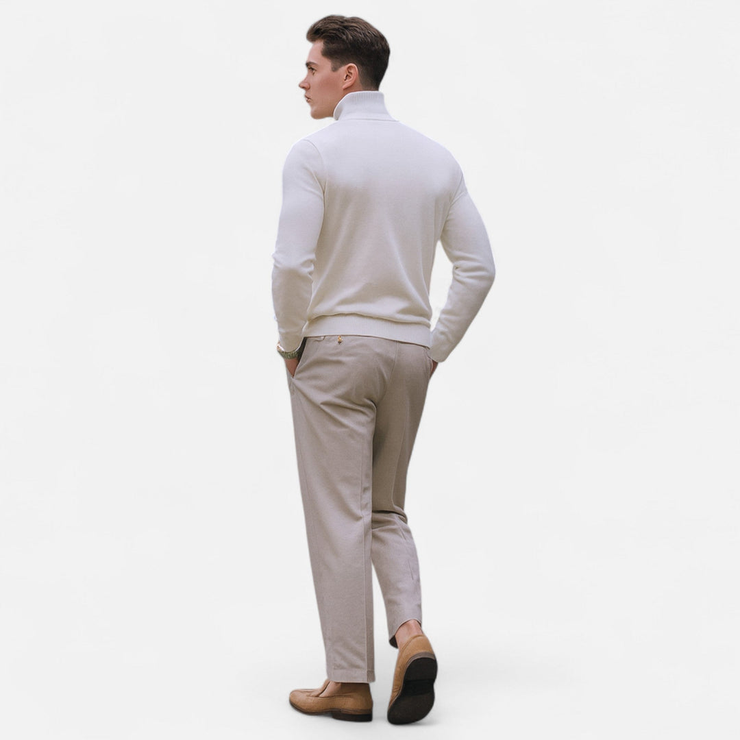 Klassisk Stickad Tröja för Män med Halv Dragkedja | Tidlös Design för Smart Casual Stil 4
