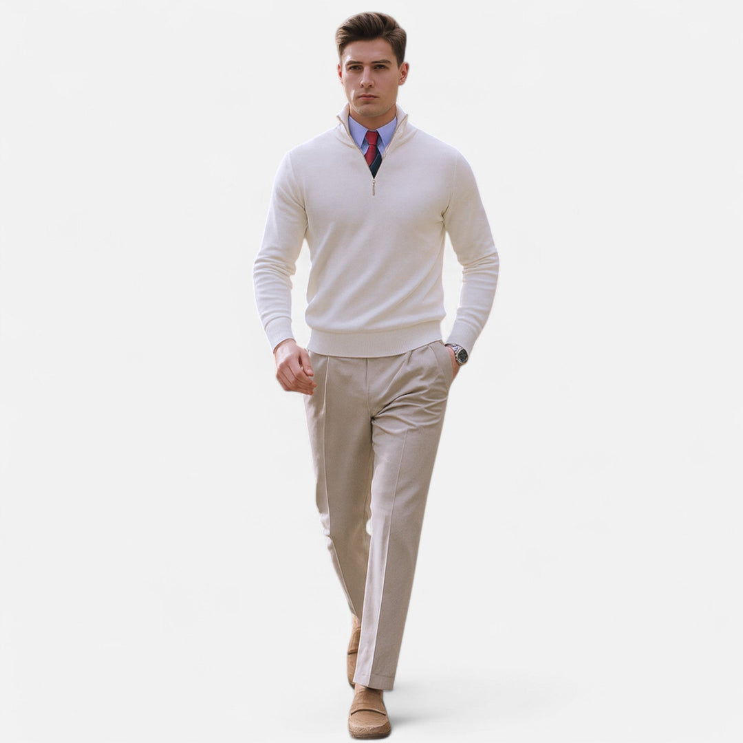 Klassisk Stickad Tröja för Män med Halv Dragkedja | Tidlös Design för Smart Casual Stil 5