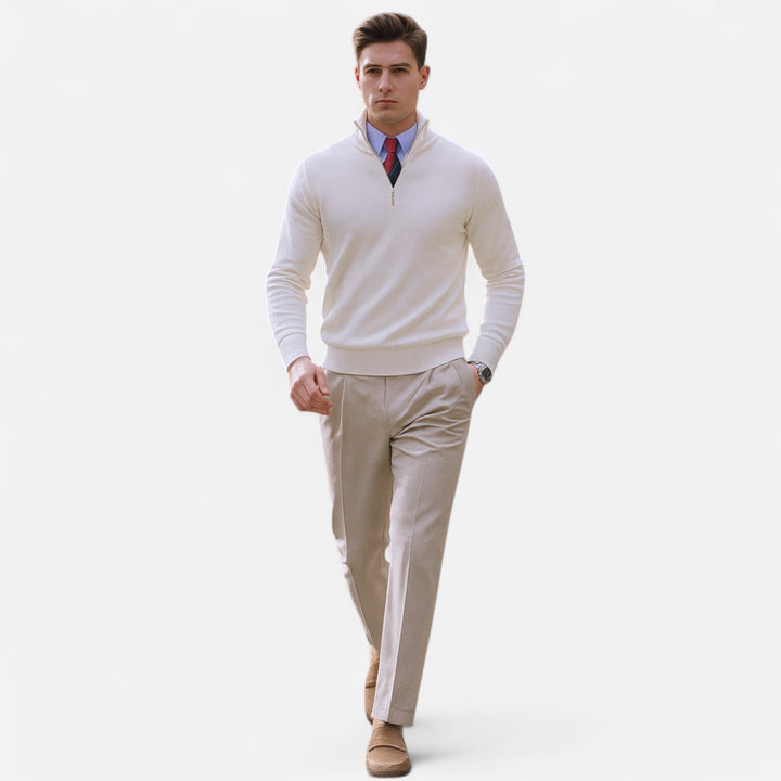 Klassisk Stickad Tröja för Män med Halv Dragkedja | Tidlös Design för Smart Casual Stil 5