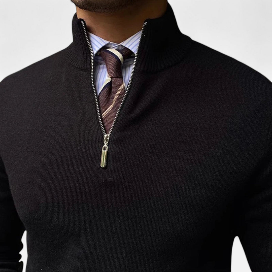 Klassisk Stickad Tröja för Män med Halv Dragkedja | Tidlös Design för Smart Casual Stil 6