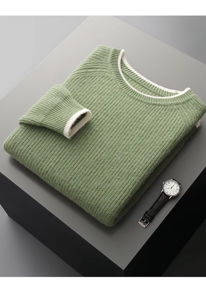 Klassisk Stickad Tröja för Män med Ribbad Design | Tidlös Elegans för Vardagsbruk 10