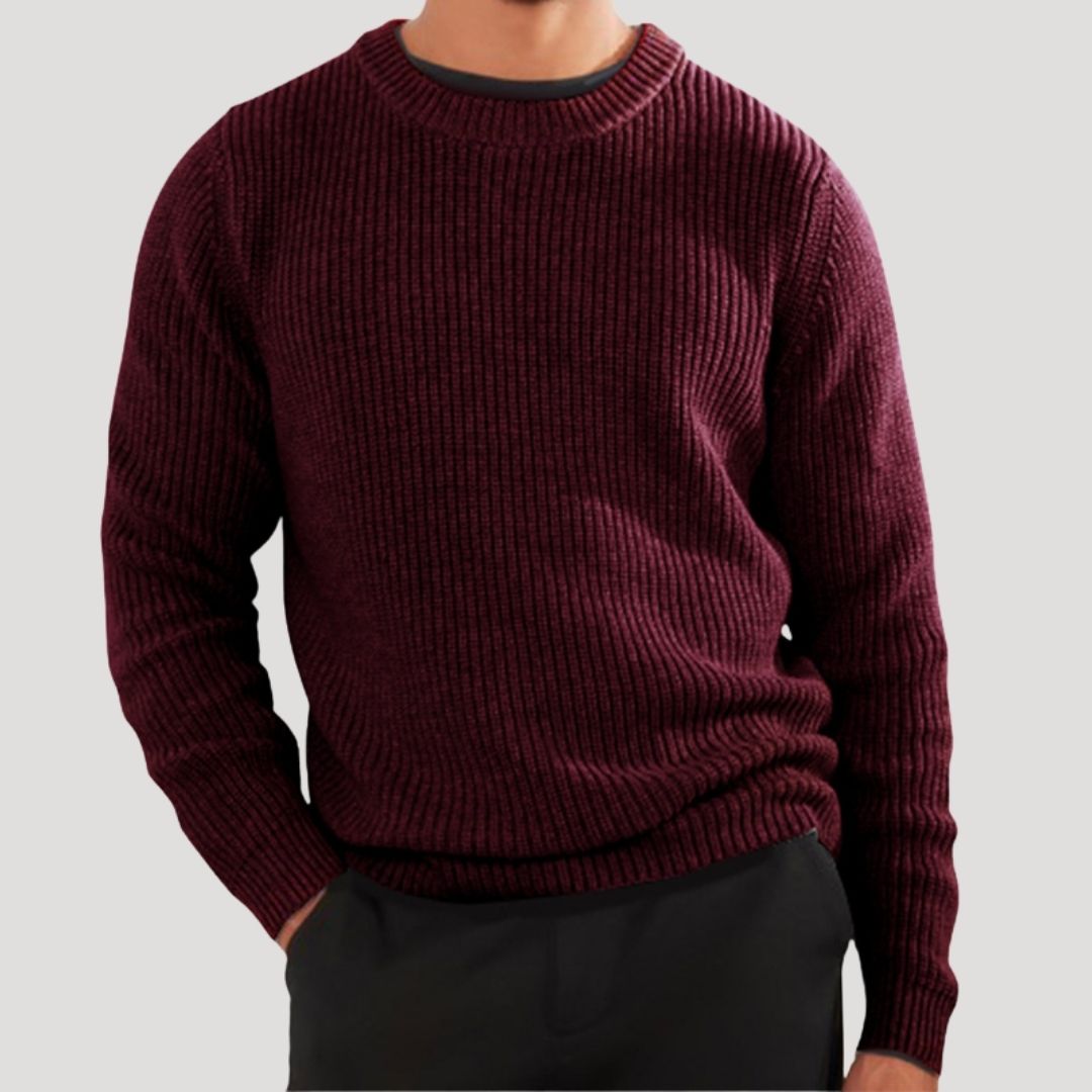 Klassisk Stickad Tröja för Män med Rund Hals | Mjuk och Ventilerande Design för Vardagsbruk 2