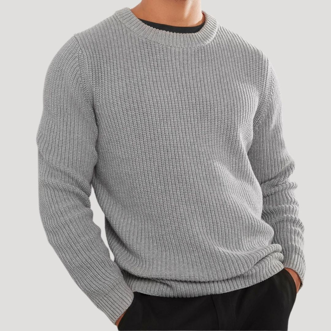 Klassisk Stickad Tröja för Män med Rund Hals | Mjuk och Ventilerande Design för Vardagsbruk 3