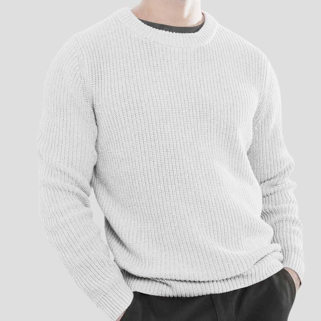 Klassisk Stickad Tröja för Män med Rund Hals | Mjuk och Ventilerande Design för Vardagsbruk 4