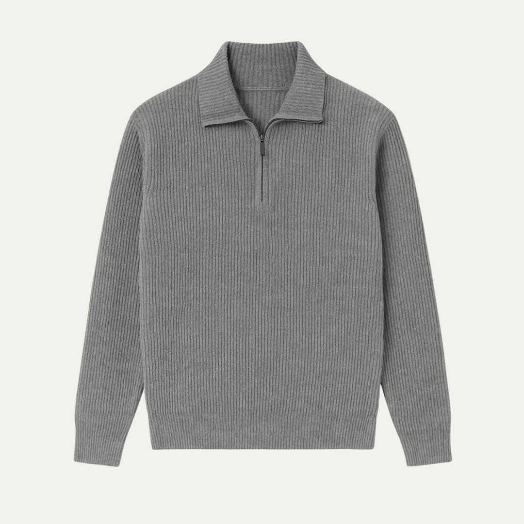 Klassisk Stickad Tröja med Kvartsdragkedja för Män | Skräddarsydd Passform för Elegant Stil 1