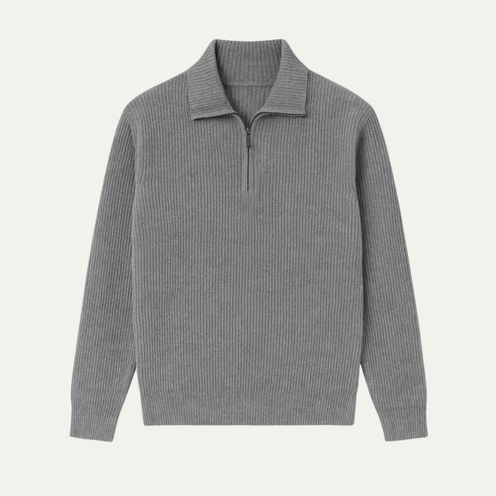 Klassisk Stickad Tröja med Kvartsdragkedja för Män | Skräddarsydd Passform för Elegant Stil 1