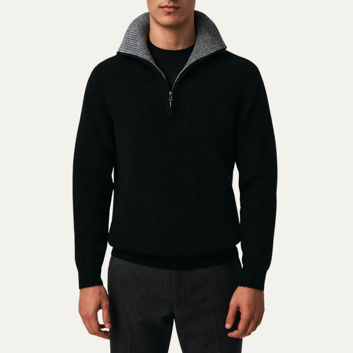 Klassisk Stickad Tröja med Kvartsdragkedja för Män | Skräddarsydd Passform för Elegant Stil 2