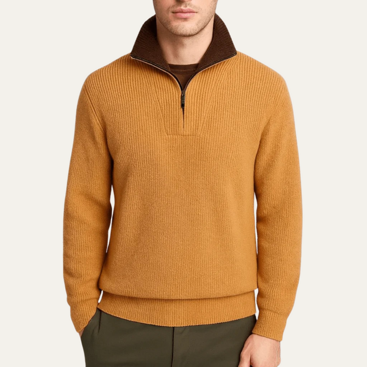 Klassisk Stickad Tröja med Kvartsdragkedja för Män | Skräddarsydd Passform för Elegant Stil 3