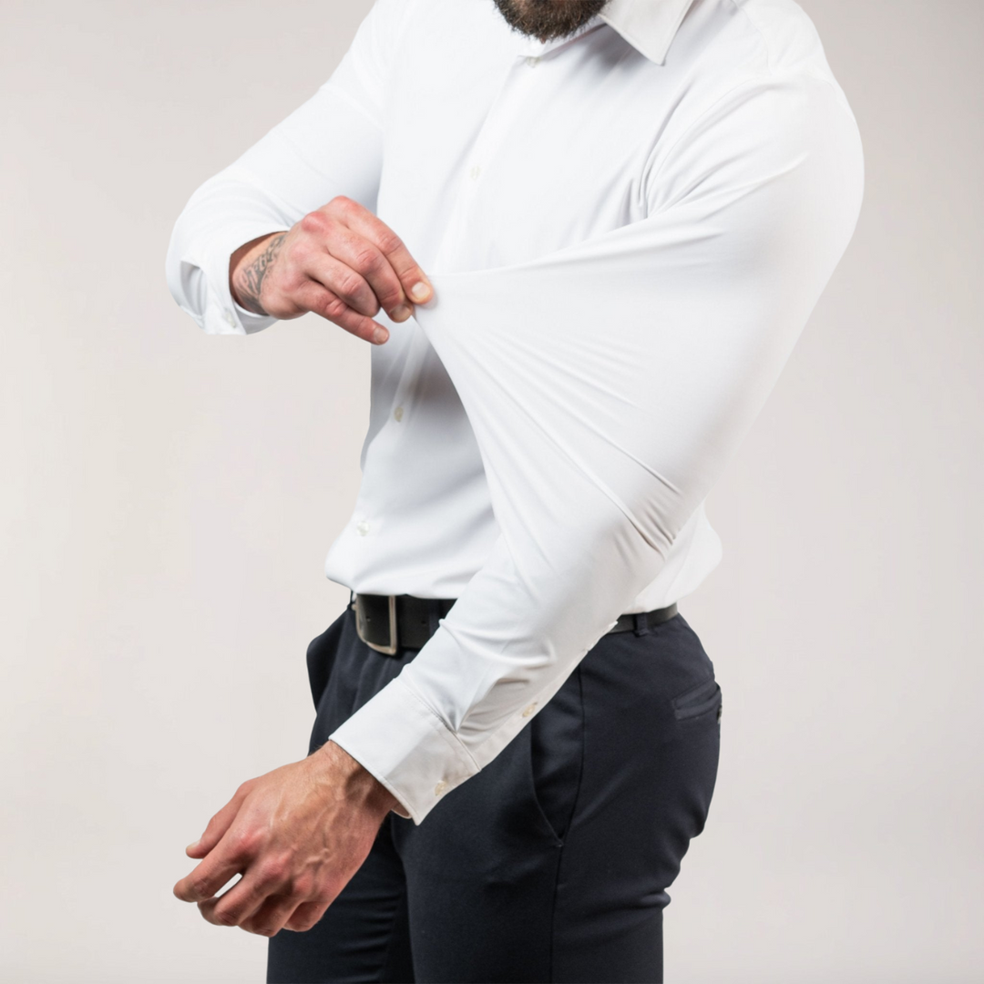 Klassisk Stretchskjorta | Slim Fit Långärmad Skjorta med Rynkbeständig Design | Bekväm och Elegant för Affär och Fritid 3