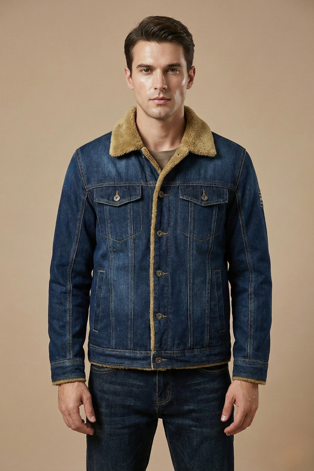 Klassisk Svart Jeansjacka med Foder och Knappstängning | Tidlös Design för Kalla Dagar 1
