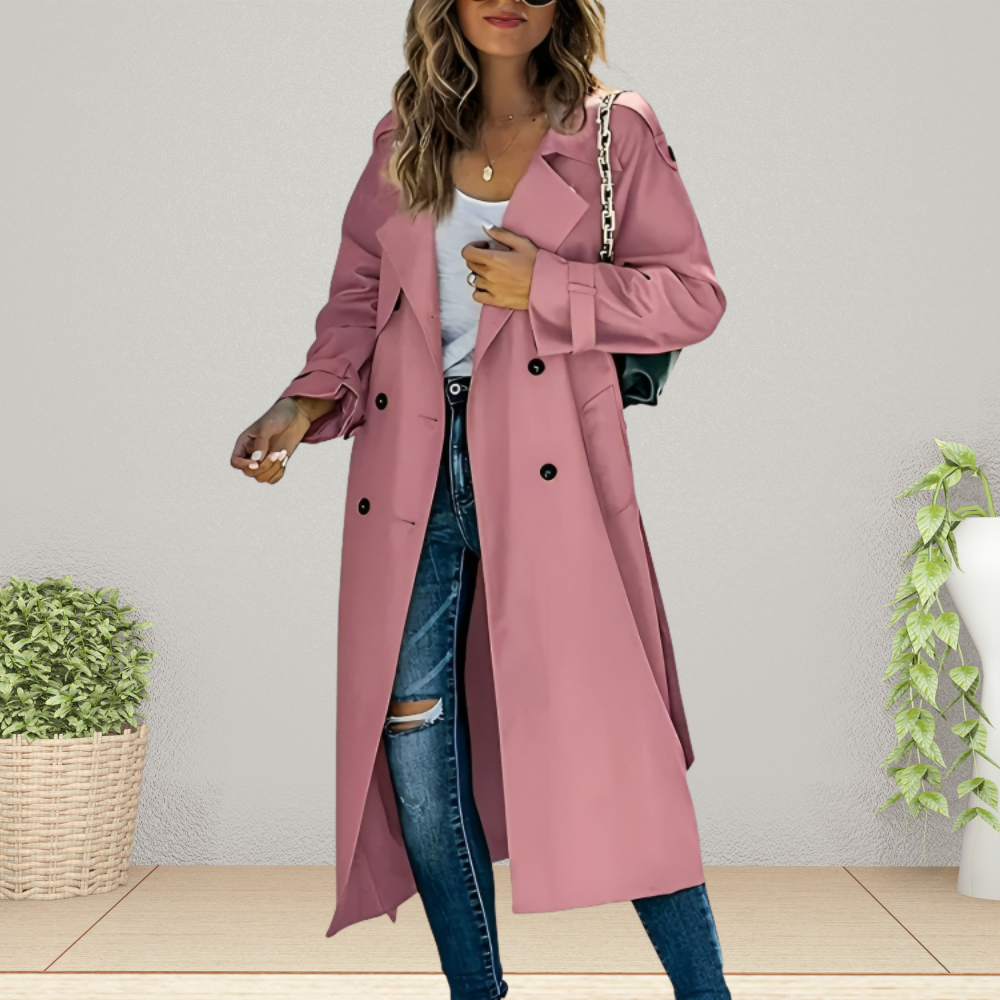 Klassisk Svart Trenchcoat för Kvinnor med Elegant Krage | Tidlös Stil för Vår och Höst 0