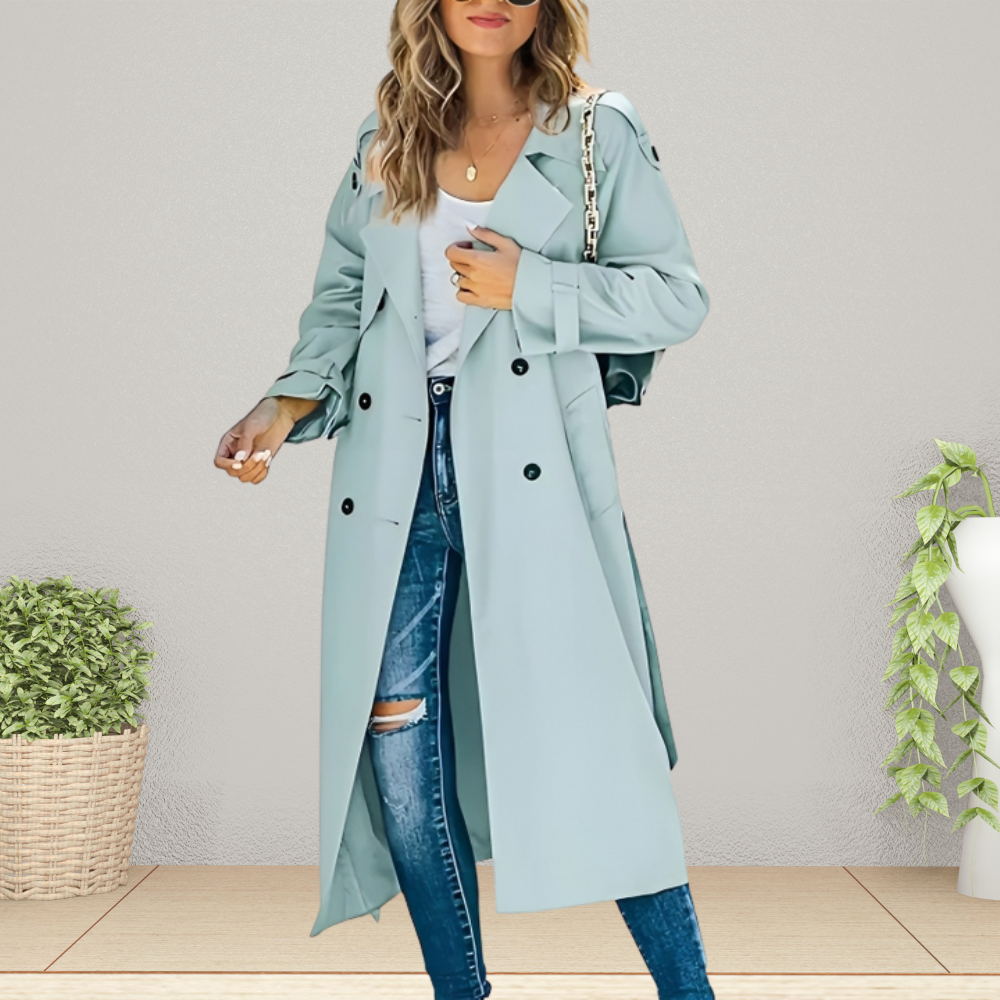 Klassisk Svart Trenchcoat för Kvinnor med Elegant Krage | Tidlös Stil för Vår och Höst 2