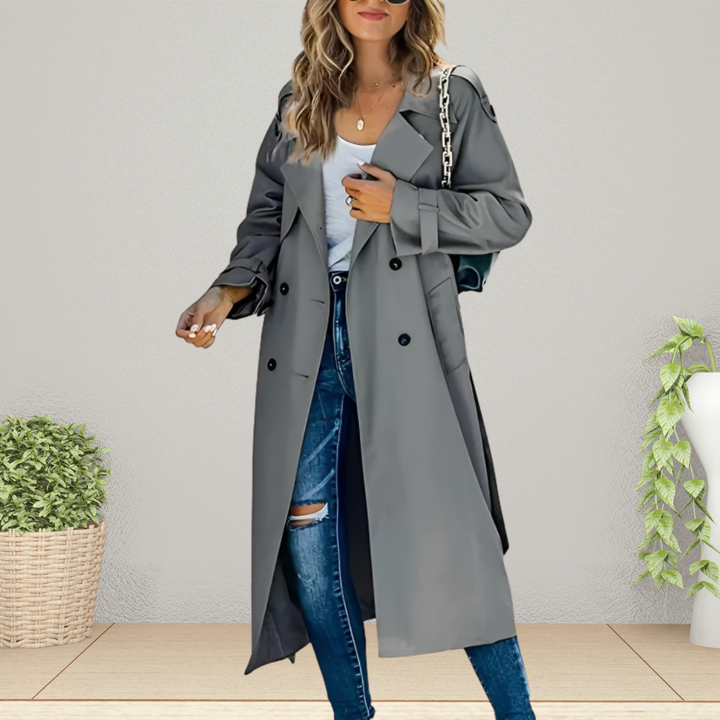 Klassisk Svart Trenchcoat för Kvinnor med Elegant Krage | Tidlös Stil för Vår och Höst 4