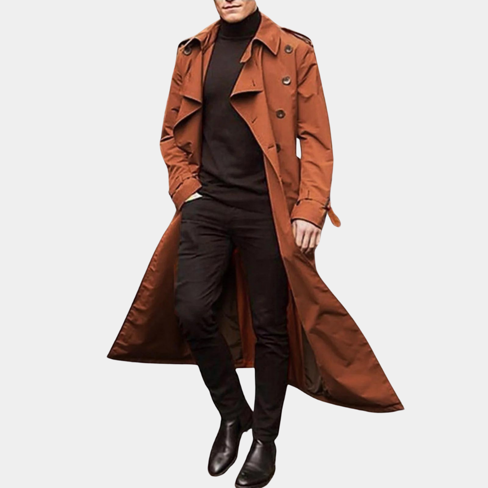 Klassisk Svart Trenchcoat för Män med Vattentålig Design | Tidlös Stil för Kalla Dagar 0