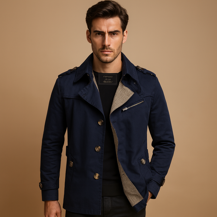 Klassisk Trenchcoat för Män | Vattentät Design med Dubbelknäppning | Elegant Skydd mot Regn 1