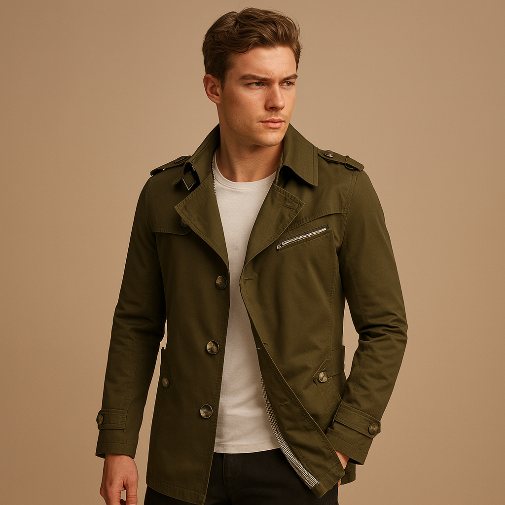 Klassisk Trenchcoat för Män | Vattentät Design med Dubbelknäppning | Elegant Skydd mot Regn 2