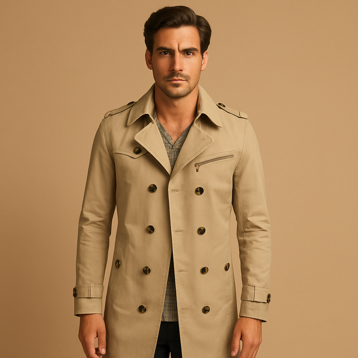 Klassisk Trenchcoat för Män | Vattentät Design med Dubbelknäppning | Elegant Skydd mot Regn 3