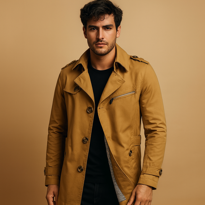 Klassisk Trenchcoat för Män | Vattentät Design med Dubbelknäppning | Elegant Skydd mot Regn 4