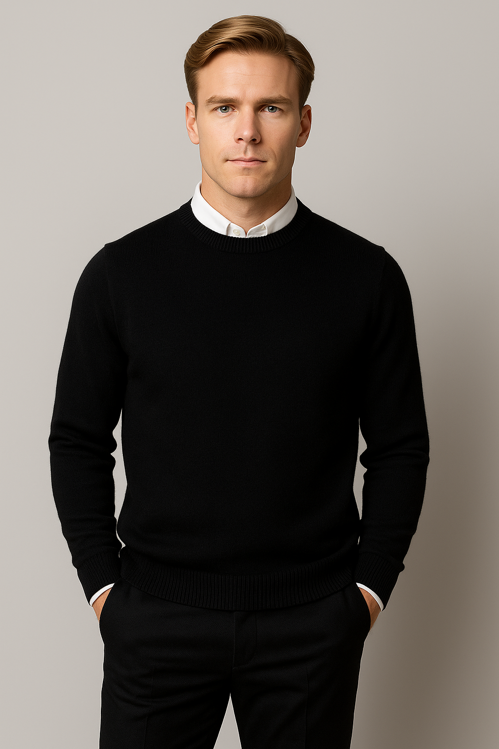 Klassisk Tröja | Rund Hals Tröja för Män med Raffinerad Design | Mångsidig för Smart Casual och Affärsmöten 1