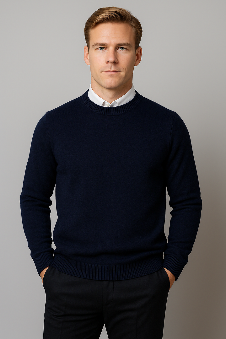 Klassisk Tröja | Rund Hals Tröja för Män med Raffinerad Design | Mångsidig för Smart Casual och Affärsmöten 10