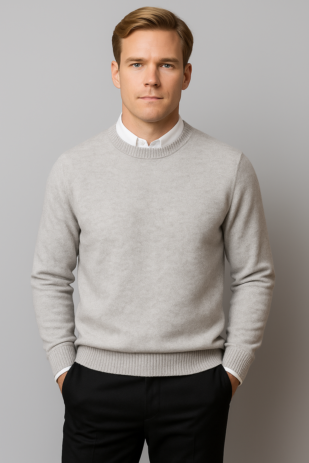 Klassisk Tröja | Rund Hals Tröja för Män med Raffinerad Design | Mångsidig för Smart Casual och Affärsmöten 3