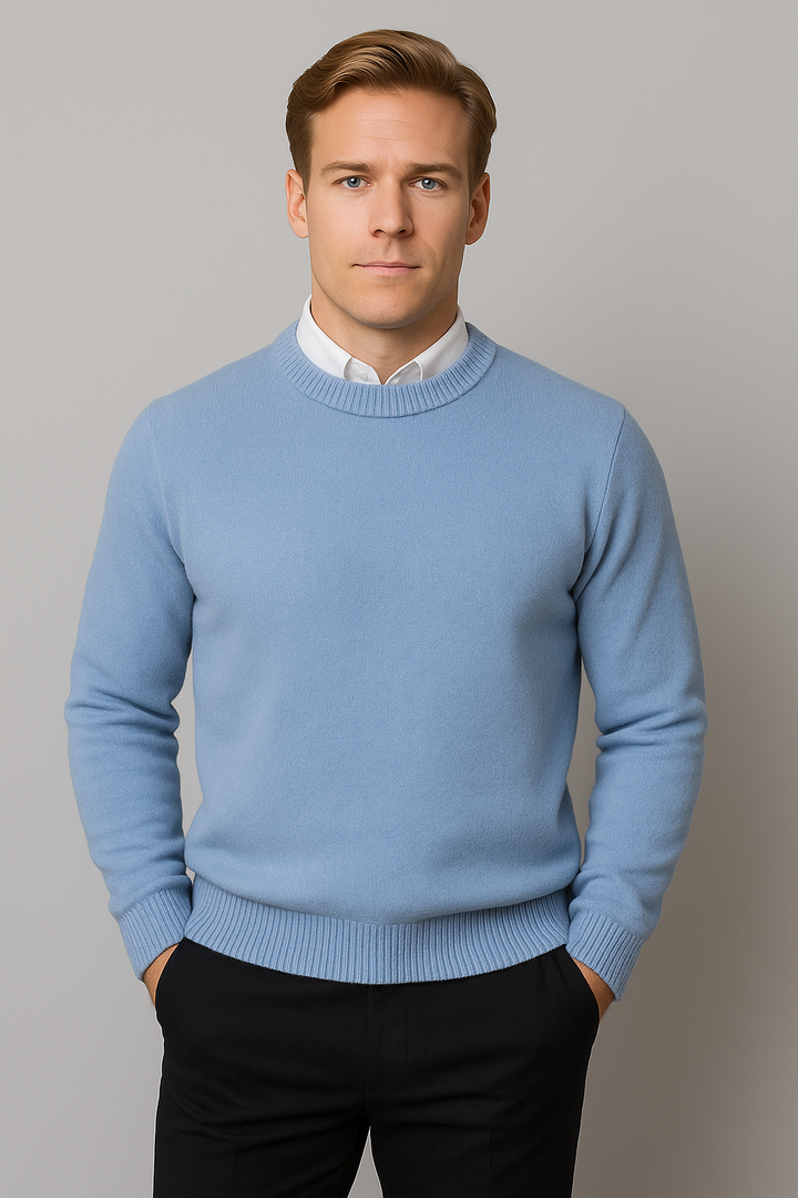 Klassisk Tröja | Rund Hals Tröja för Män med Raffinerad Design | Mångsidig för Smart Casual och Affärsmöten 7