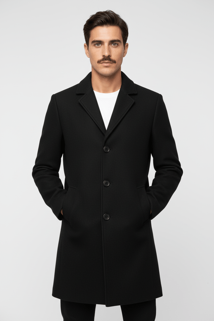 Klassisk Vintertrenchcoat för Män med Hållbar Polyesterblandning | Mångsidig Design för Vardagsvärme 0