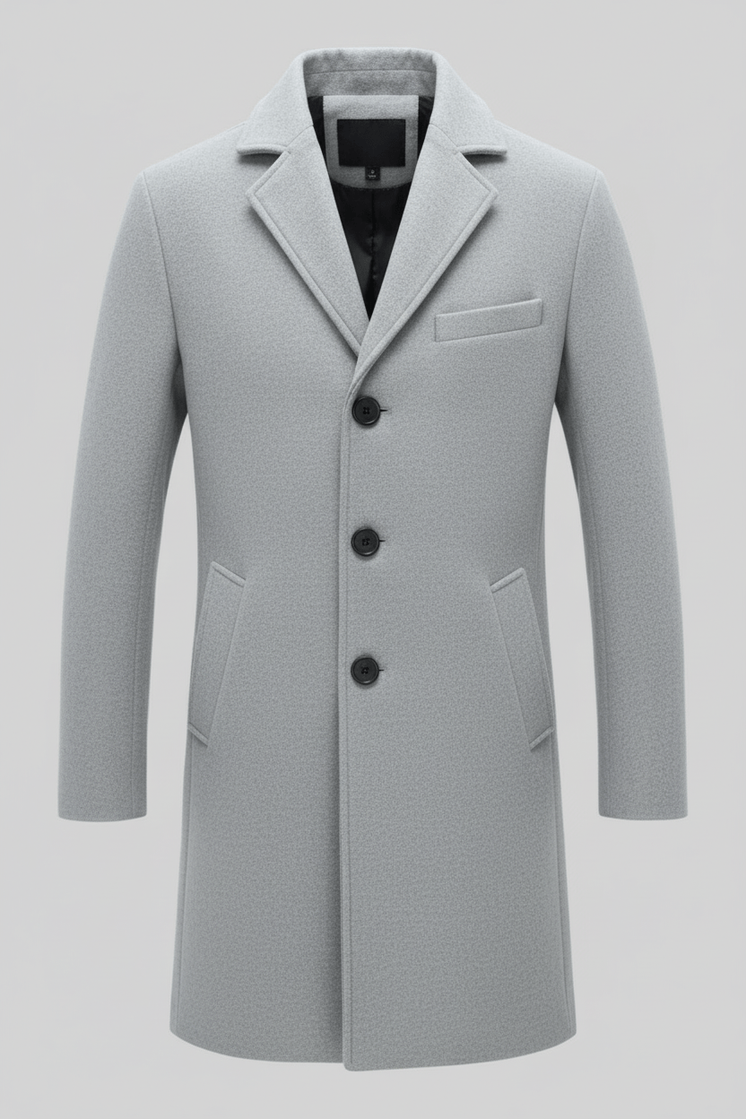 Klassisk Vintertrenchcoat för Män med Hållbar Polyesterblandning | Mångsidig Design för Vardagsvärme 4