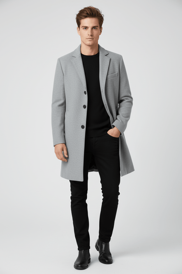 Klassisk Vintertrenchcoat för Män med Hållbar Polyesterblandning | Mångsidig Design för Vardagsvärme 5