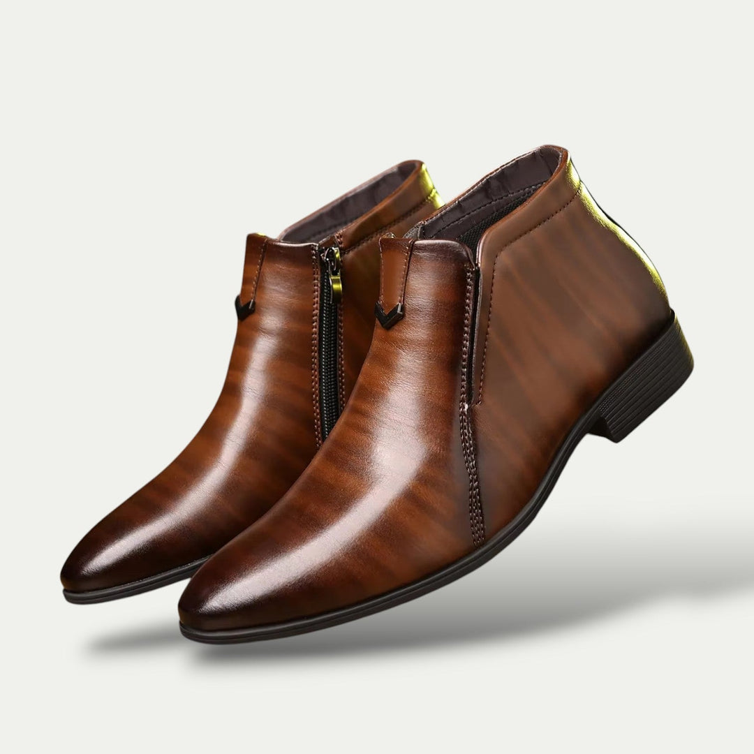 Klassiska Ankelstövlar | Polerade Herrboots med Dragkedja | Elegant Design för Mångsidig Användning 0